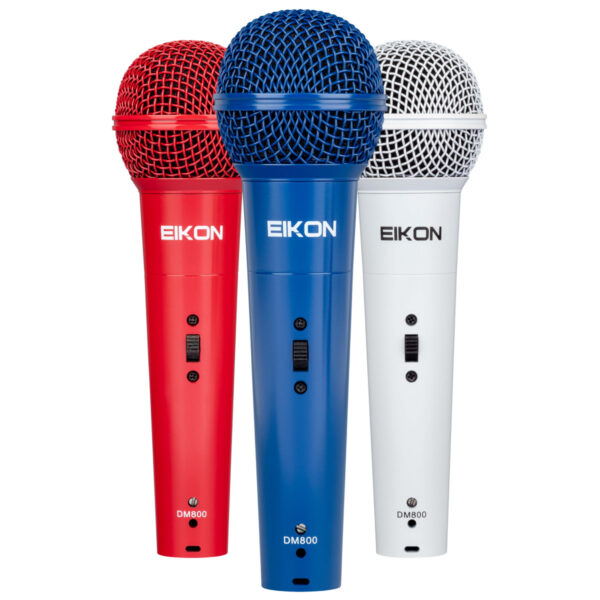 KIT DA 3 MICROFONI DINAMICI PER VOCE COLORI RD.BL.WH
