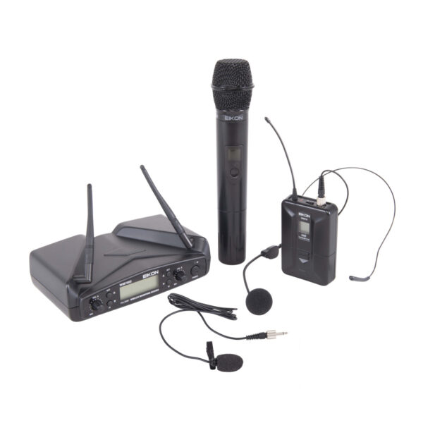 RADIOMICROFONO UHF PLL DOPPIO CANALE– TRASMETTITORE MANUALE/BELT-PACK