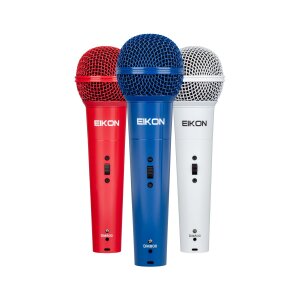 KIT DA 3 MICROFONI DINAMICI PER VOCE COLORI RD.BL.WH